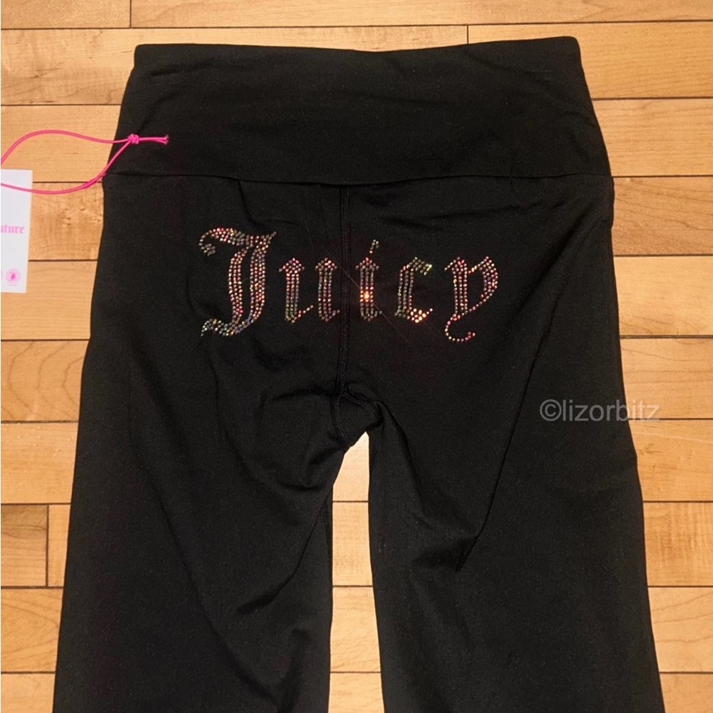 NEW ! JUICY COUTURE Sport OG Big Bling Logo Flare Leggings Black Size S - Picture 3 of 5